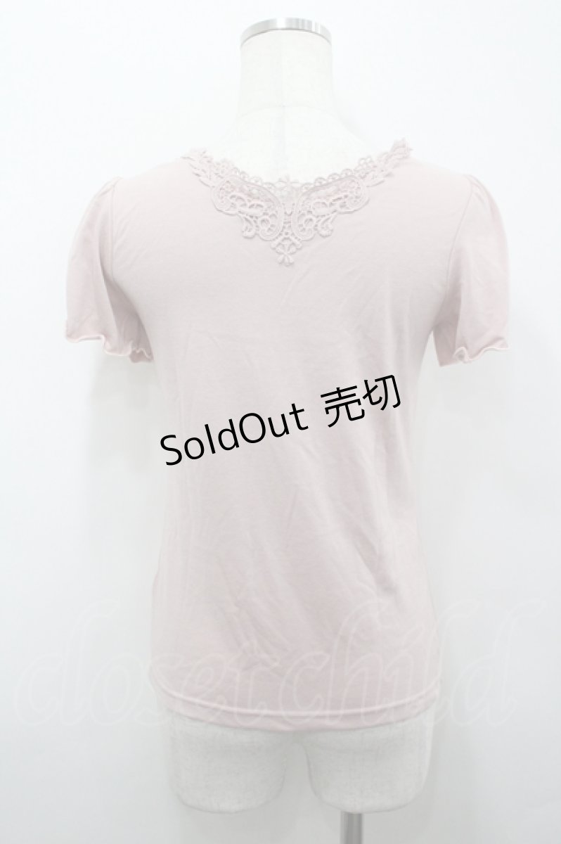 画像2: axes femme / モチーフレース使い半袖インナー  ピンク I-26-04-26-011-AX-TO-SA-ZI (2)