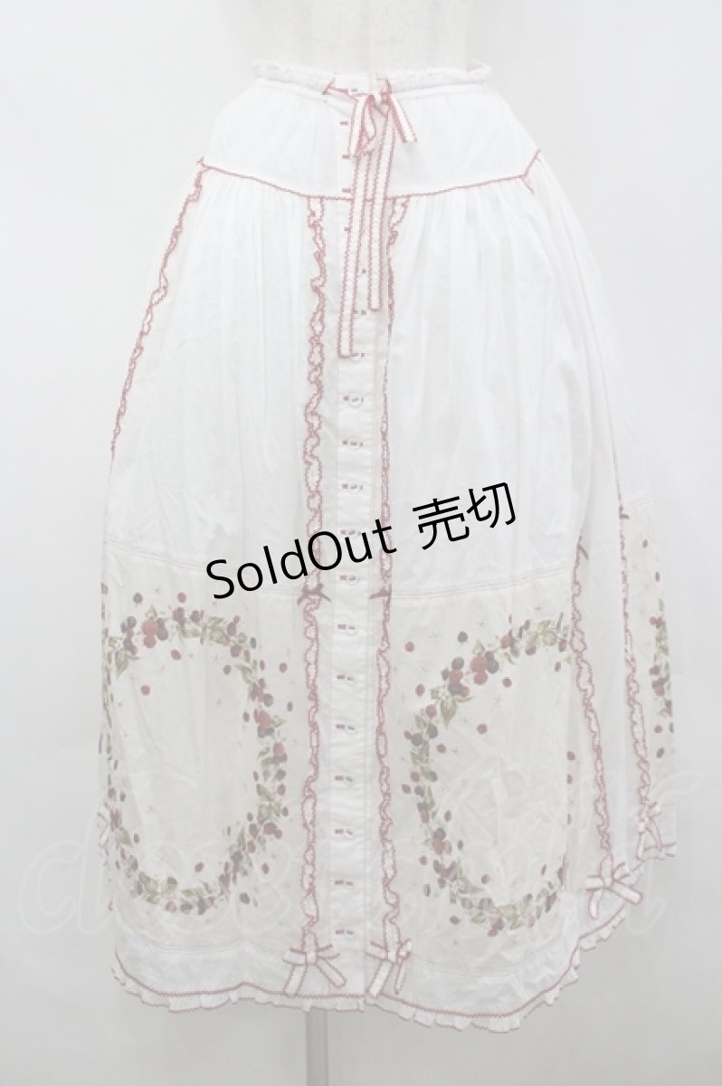 画像1: PINK HOUSE / 野いちごリースパッチスカート  白 I-26-04-26-085-LO-SK-TE-ZI (1)