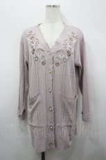 画像1: axes femme / 花刺繍ロングニットカーディガン  ピンク I-26-04-26-012-AX-TO-SA-ZI (1)