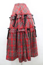画像2: Candy Stripper / チェックリボンスカート  赤チェックＸ黒 I-26-04-26-093-PU-SK-SA-ZI (2)