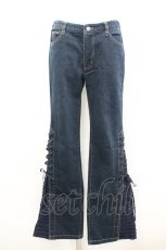 画像1: PINK HOUSE / 裾ピコフリル編み上げデニムパンツ M 青デニム I-26-04-26-095-LO-PA-SA-ZI (1)