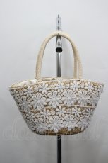 画像2: axes femme / フラワーレースストローバッグ  アイボリーＸ白 I-26-04-26-110-AX-BG-SA-ZI (2)