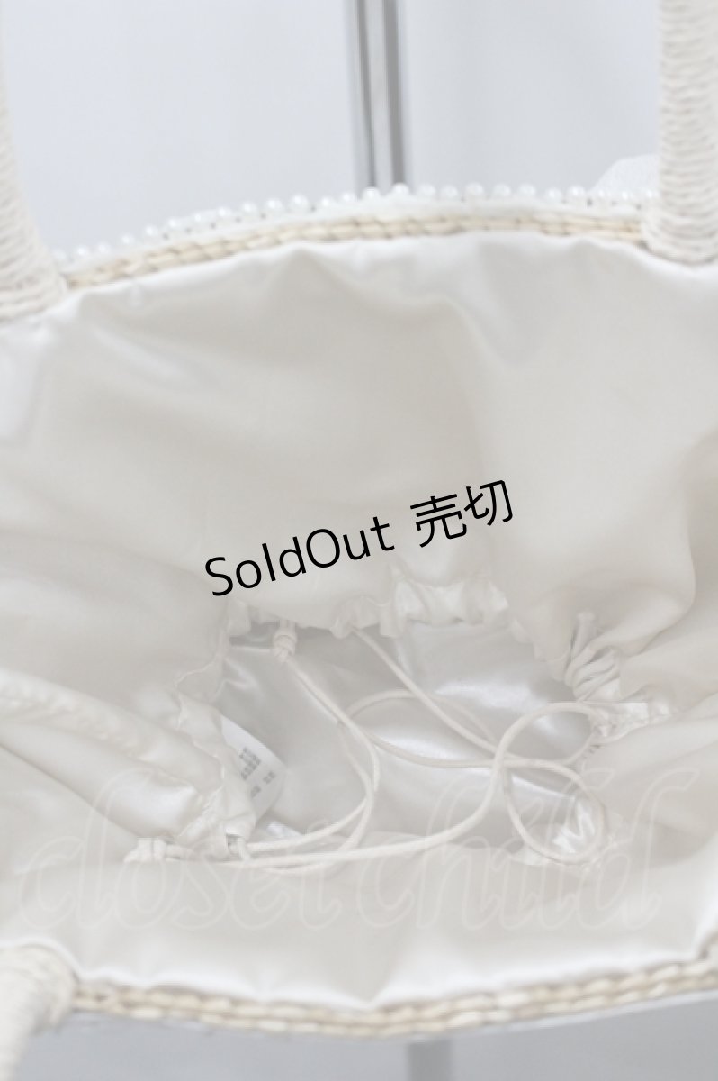 画像3: axes femme / フラワーレースストローバッグ  アイボリーＸ白 I-26-04-26-110-AX-BG-SA-ZI (3)