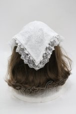 画像2: Amavel / Dreaming Kitten Picnicレースバブーシュカ  白Ｘネイビー I-26-04-26-115-CA-AC-SA-ZI (2)