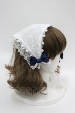 画像3: Amavel / Dreaming Kitten Picnicレースバブーシュカ  白Ｘネイビー I-26-04-26-115-CA-AC-SA-ZI (3)
