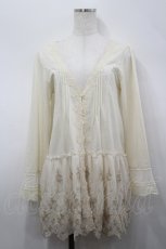 画像1: axes femme / 裾フラワー刺繍ロングカーディガン  アイボリー I-26-04-26-017-AX-TO-SA-ZI (1)