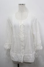 画像1: PINK HOUSE / サイド編み上げピンタックブラウス  白 I-26-04-26-021-LO-BL-TE-ZI (1)