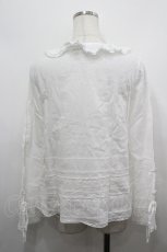 画像2: PINK HOUSE / レースストライプ長袖ブラウス  白 I-26-04-26-022-LO-BL-TE-ZI (2)