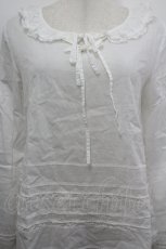 画像3: PINK HOUSE / レースストライプ長袖ブラウス  白 I-26-04-26-022-LO-BL-TE-ZI (3)