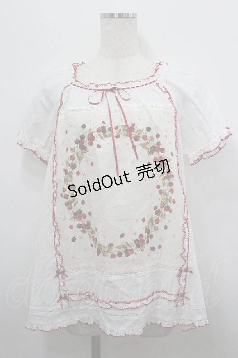 画像1: PINK HOUSE / ベリーリースプリントチュニックブラウス  白 I-26-04-26-023-LO-BL-TE-ZI (1)