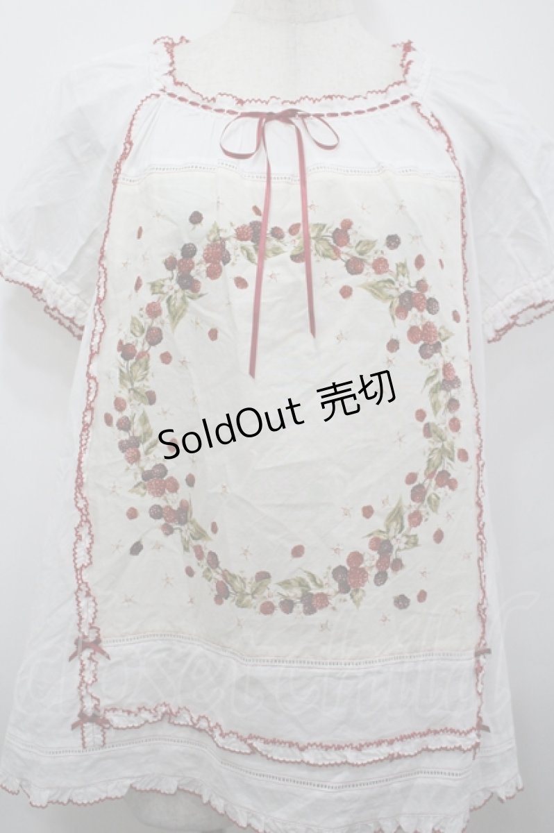 画像3: PINK HOUSE / ベリーリースプリントチュニックブラウス  白 I-26-04-26-023-LO-BL-TE-ZI (3)