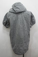 画像2: PINK HOUSE / フロントピンタックリボンフード半袖ブラウス  黒ギンガム I-26-04-26-024-LO-BL-SA-ZI (2)