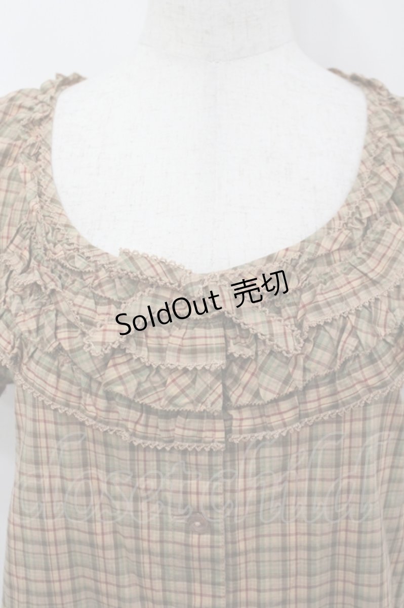 画像3: PINK HOUSE / チェック半袖チュニックブラウス  ブラウンＸチェック I-26-04-26-027-LO-BL-SA-ZI (3)