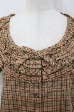 画像3: PINK HOUSE / チェック半袖チュニックブラウス  ブラウンＸチェック I-26-04-26-027-LO-BL-SA-ZI (3)