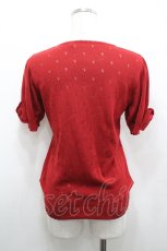 画像2: PINK HOUSE / 袖先リボン半袖ニットカーディガン  赤 I-26-04-26-029-LO-TO-SA-ZI (2)