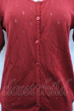 画像3: PINK HOUSE / 袖先リボン半袖ニットカーディガン  赤 I-26-04-26-029-LO-TO-SA-ZI (3)