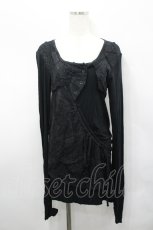 画像1: NAOTO SEVEN / レース切替ロングカットソー  黒 I-26-04-27-027-HN-TO-TE-ZI (1)