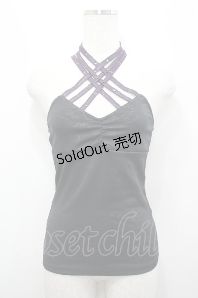 画像1: Qutie Frash / ドラゴン柄クロスキャミソール  黒×紫 I-26-04-27-031-QU-TO-TE-ZI (1)