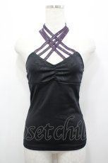 画像1: Qutie Frash / ドラゴン柄クロスキャミソール  黒×紫 I-26-04-27-031-QU-TO-TE-ZI (1)