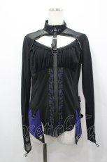 画像1: Ozz oneste / 薔薇刺繍シアートップス  ブラック×ブルー I-26-04-27-037-OO-TO-SA-ZI (1)