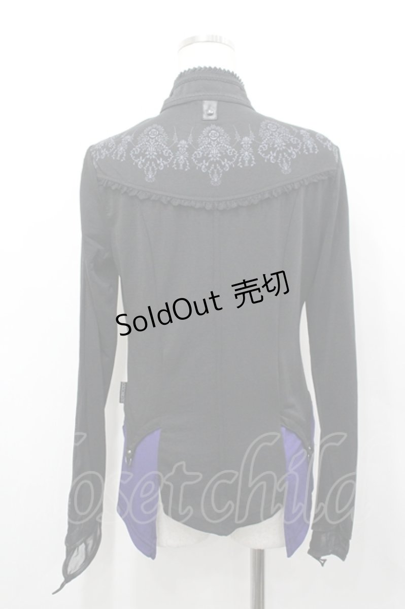 画像2: Ozz oneste / 薔薇刺繍シアートップス  ブラック×ブルー I-26-04-27-037-OO-TO-SA-ZI (2)