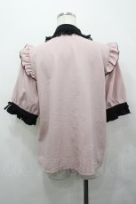 画像2: DearMyLove / 3連ビジューレースフリルブラウス  ピンクＸ黒 I-26-04-27-004-EL-BL-SA-ZI (2)