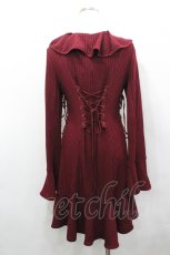画像2: Ozz oneste / サイド編み上げフリルロングカーディガン  ワイン I-26-04-27-038-OO-BL-TE-ZI (2)