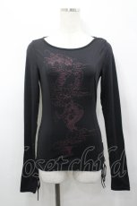 画像1: Ozz Croce / サイドドロストドラゴンプリントトップス  黒×赤 I-26-04-27-039-OO-TO-TE-ZI (1)