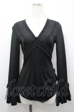 画像1: Ozz oneste / Vネック姫袖トップス  黒 I-26-04-27-040-OO-TO-TE-ZI (1)