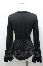 画像2: Ozz oneste / Vネック姫袖トップス  黒 I-26-04-27-040-OO-TO-TE-ZI (2)