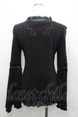 画像2: Ozz Croce / フロント編み上げ姫袖トップス  黒×赤 I-26-04-27-041-OO-TO-TE-ZI (2)