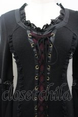 画像3: Ozz Croce / フロント編み上げ姫袖トップス  黒×赤 I-26-04-27-041-OO-TO-TE-ZI (3)