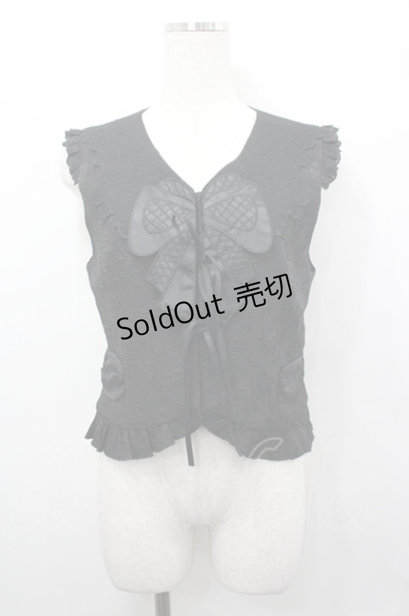 画像1: CRUCIS・南十字 / 前開きレース襟ノースリーブブラウス L ブラック I-26-04-27-005-LO-BL-SA-ZI (1)