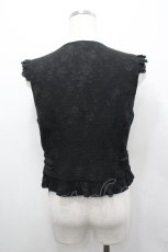 画像2: CRUCIS・南十字 / 前開きレース襟ノースリーブブラウス L ブラック I-26-04-27-005-LO-BL-SA-ZI (2)