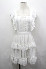 画像1: Pina sweetcollection / ティアードフリルエプロン（梨地）  ホワイト I-26-04-27-045-LO-OP-SA-ZI (1)