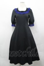 画像1: Moi-meme-Moitie / クロスアーチカトリーヌワンピース(5分袖)  黒Ｘ青 I-26-04-27-048-MO-OP-SA-ZI (1)