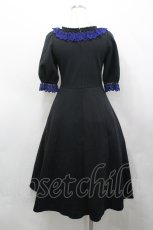 画像3: Moi-meme-Moitie / クロスアーチカトリーヌワンピース(5分袖)  黒Ｘ青 I-26-04-27-048-MO-OP-SA-ZI (3)