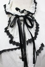 画像3: Moi-meme-Moitie / ストライプラッフルタイ付ブラウス  白Ｘ黒 I-26-04-27-006-MO-BL-SA-ZI (3)