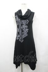 画像1: GHOST of HARLEM / クロスプリントノースリーブワンピース  黒 I-26-04-27-056-GL-OP-TE-ZI (1)