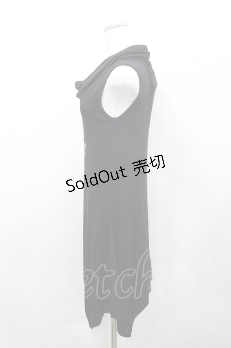 画像2: GHOST of HARLEM / クロスプリントノースリーブワンピース  黒 I-26-04-27-056-GL-OP-TE-ZI (2)