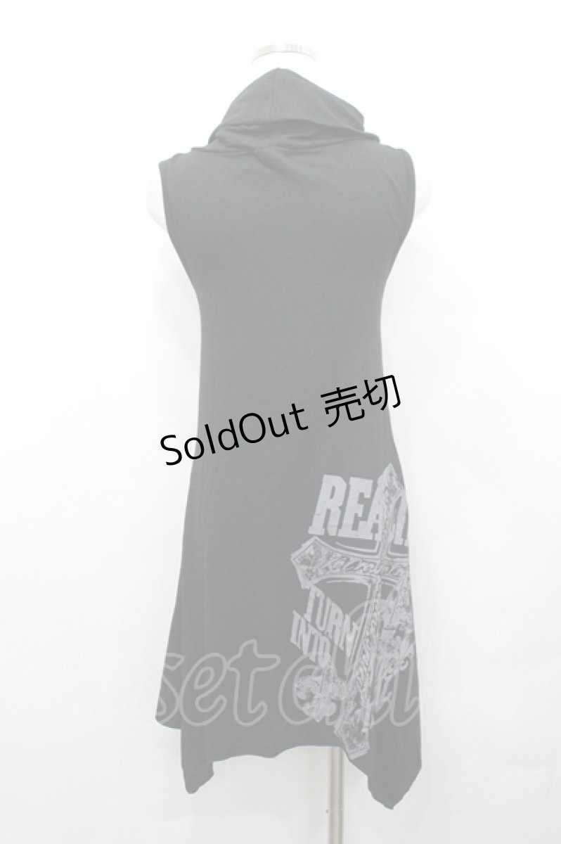 画像3: GHOST of HARLEM / クロスプリントノースリーブワンピース  黒 I-26-04-27-056-GL-OP-TE-ZI (3)