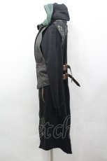 画像2: STEAM / クロスベルトフードロングパーカーワンピース  黒Ｘブラウン I-26-04-27-057-HN-OP-SA-ZI (2)