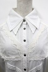 画像4: Ozz oneste / ダブルカラーシャツラメフリルワンピース  ホワイトグレー I-26-04-27-059-OO-OP-SA-ZI (4)