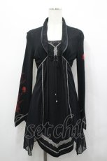 画像1: Ozz Croce / ローズプリントレイヤード風チュニック  黒×赤 I-26-04-27-063-OO-TO-TE-ZI (1)