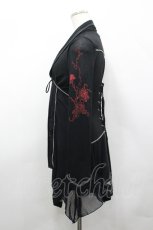 画像2: Ozz Croce / ローズプリントレイヤード風チュニック  黒×赤 I-26-04-27-063-OO-TO-TE-ZI (2)