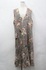 画像1: INGEBORG / ブーケ&グレンチェックジャンパースカート  ベージュ I-26-04-27-064-LO-OP-SA-ZI (1)