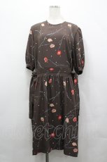 画像1: PINK HOUSE / 一輪の花総柄半袖ワンピース  ブラウン I-26-04-27-065-LO-OP-SA-ZI (1)