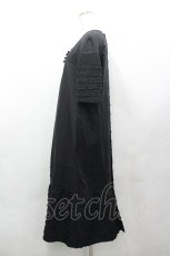 画像2: WONDERFUL WORLD / ピコフリルピンタック半袖ワンピース  黒 I-26-04-27-066-LO-SK-SA-ZI (2)