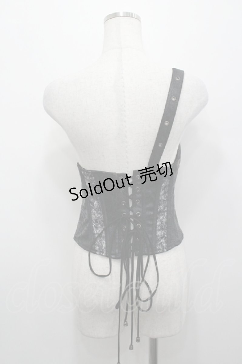 画像2: Qutie Frash / ワンショルダーコルセット  黒Ｘパープル I-26-04-27-074-QU-ZA-SA-ZI (2)