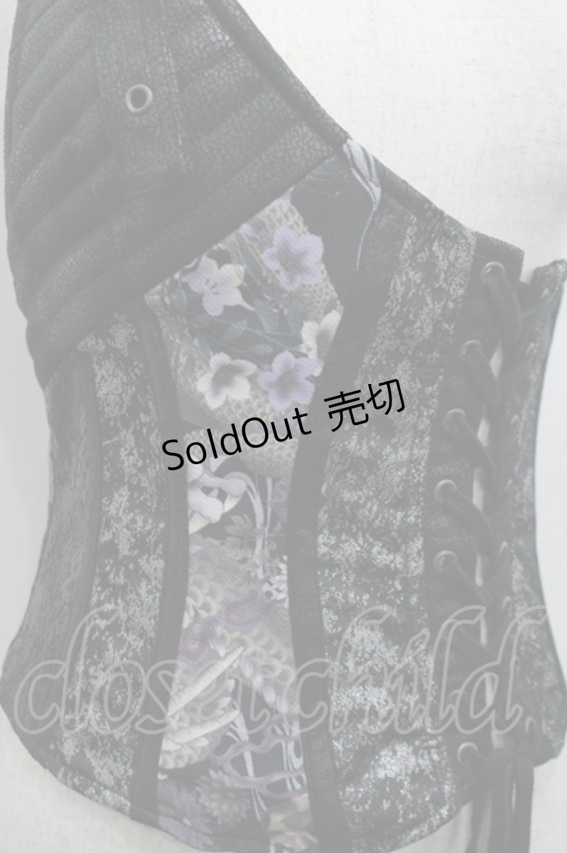 画像3: Qutie Frash / ワンショルダーコルセット  黒Ｘパープル I-26-04-27-074-QU-ZA-SA-ZI (3)